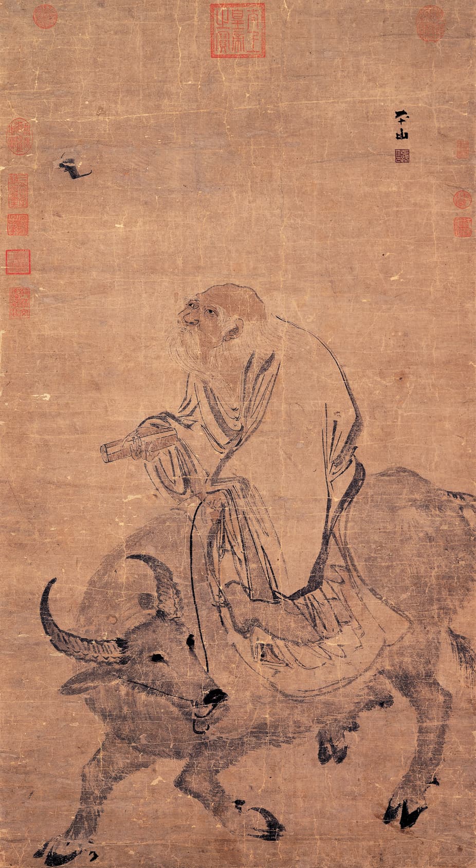 Lao Tseu chevauchant un buffle, peinture de Zhang Lu (dynastie Ming).